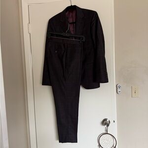 Trend Maxman/Model Giulio Mens Wool Lined Button Suit Blazer Trousers Set Blaid